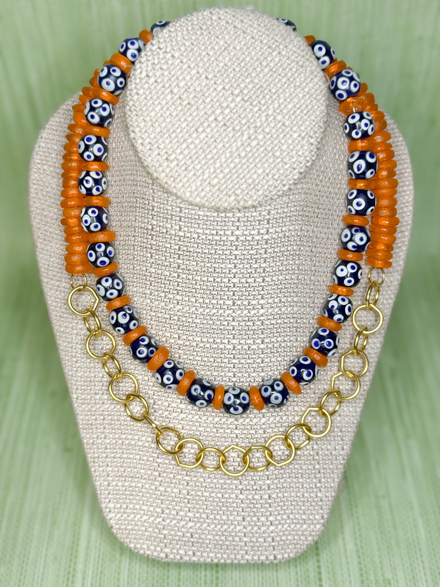 Leo Necklace Navy & Orange