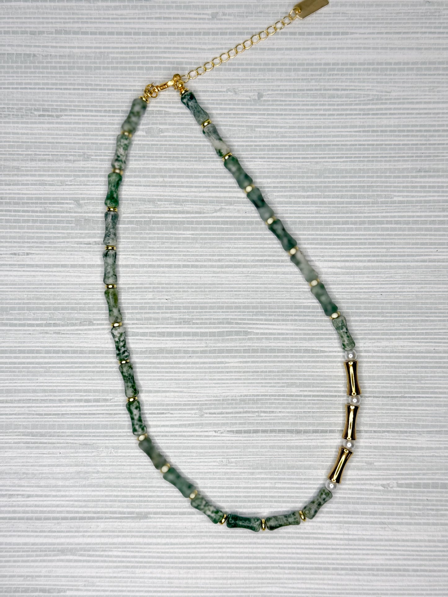 Bella Bamboo Necklace Olive Green Quartz