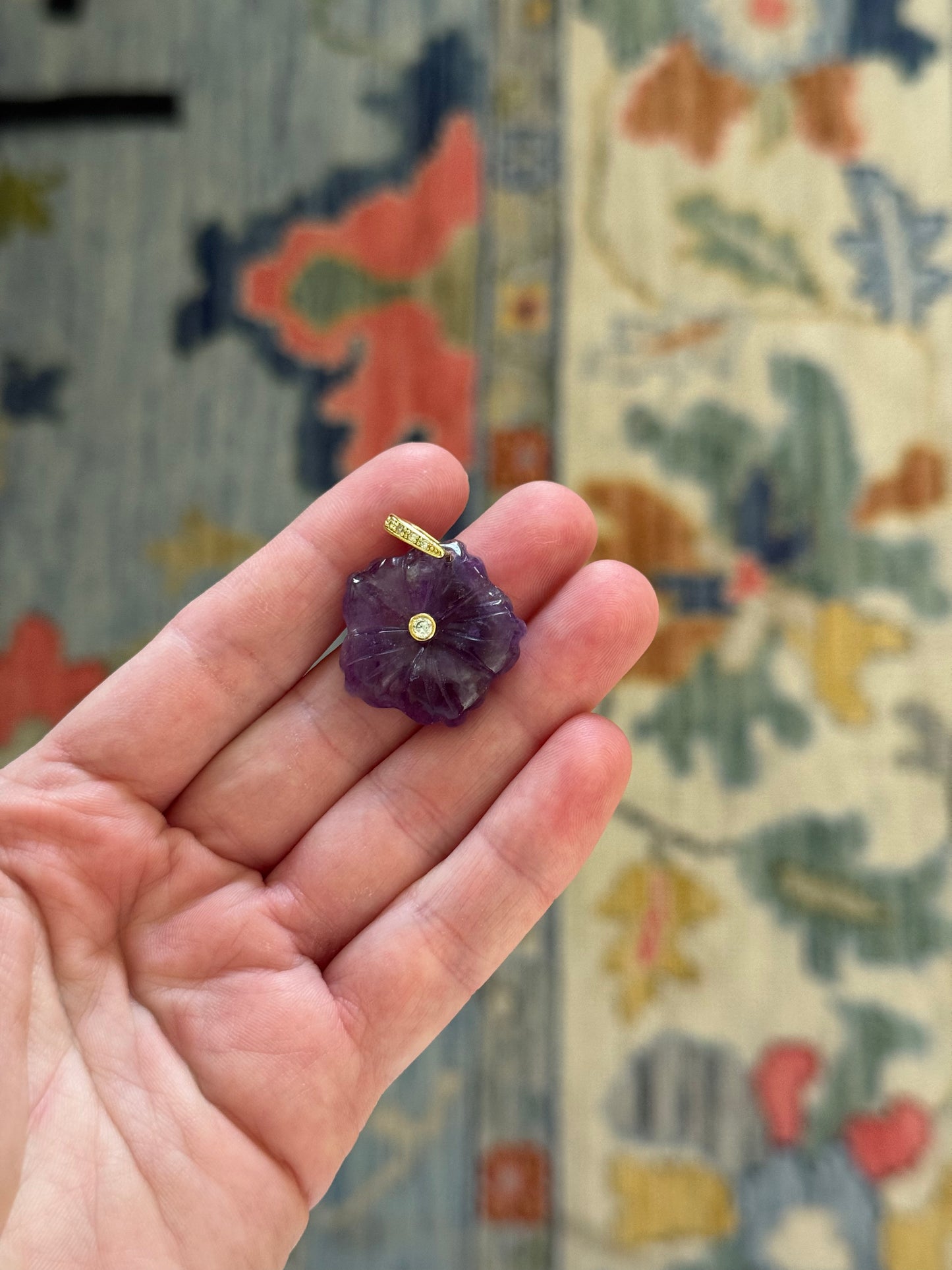 Flower Gemstone Charm Amethyst