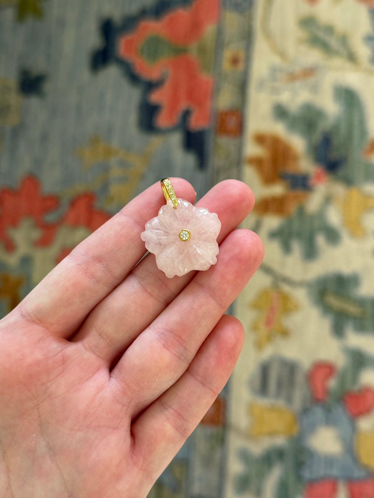 Flower Gemstone Charm Light Pink