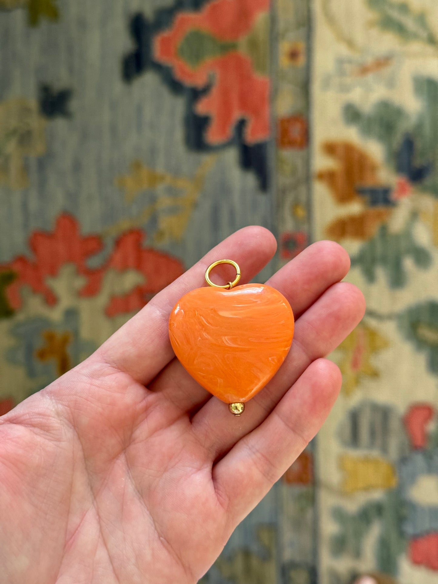 Orange Swirl Heart Charm