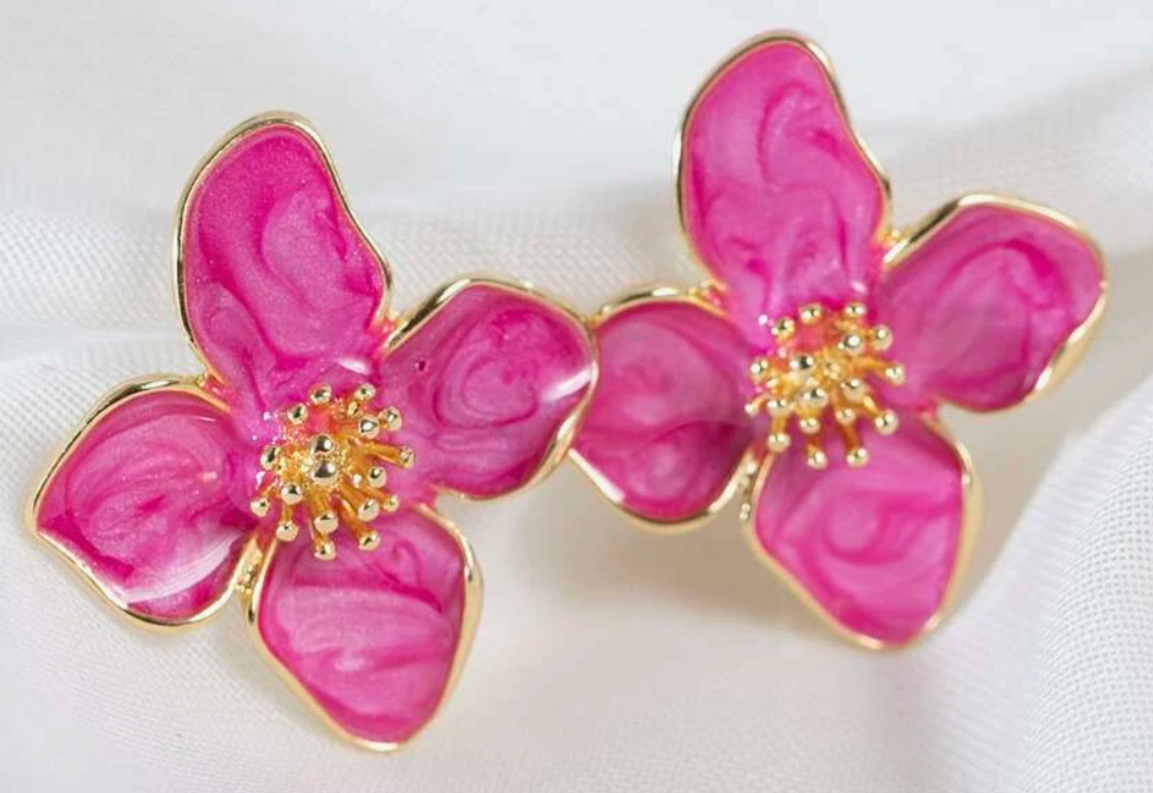 Caroline Flower Earrings Pink