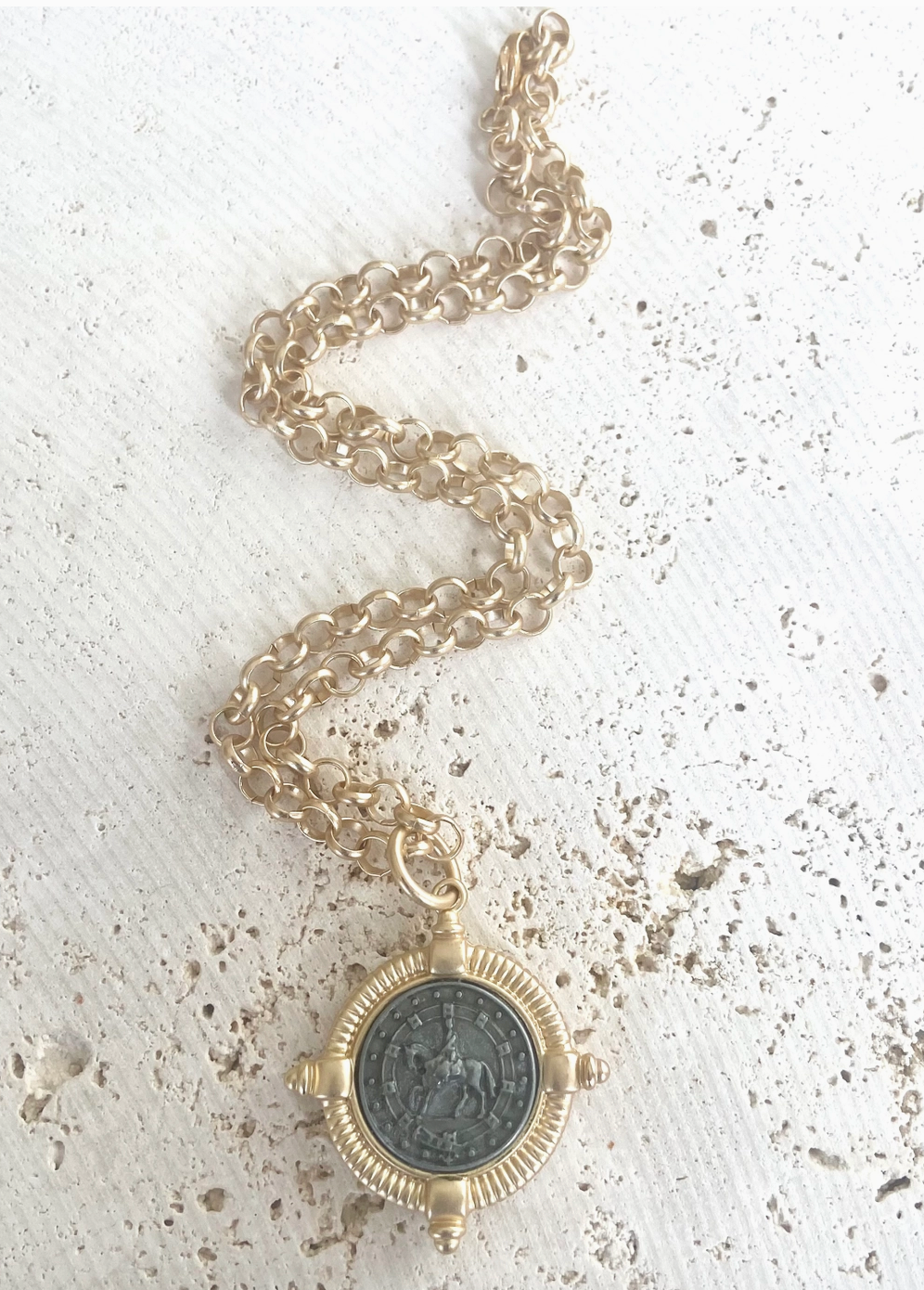 Cindy Equestrian Coin Necklace