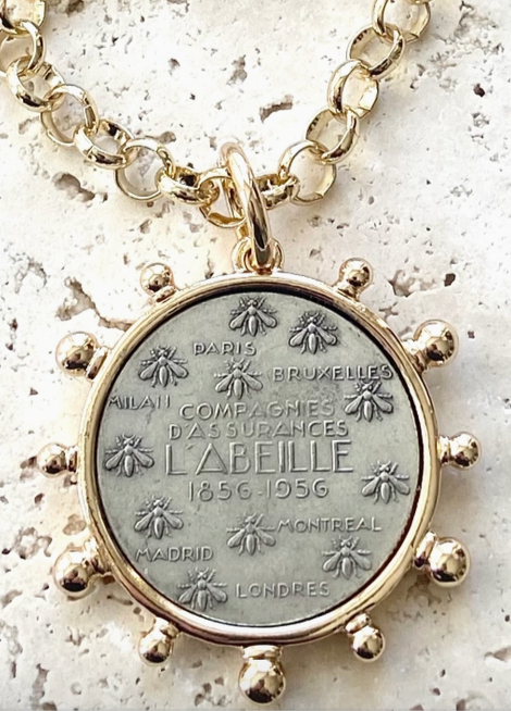 Chloe French Bee Coin Necklace