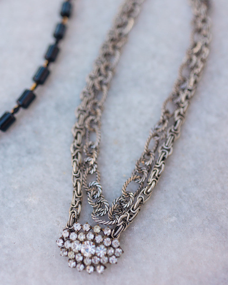 Silver Lining Antique Brooch Necklace