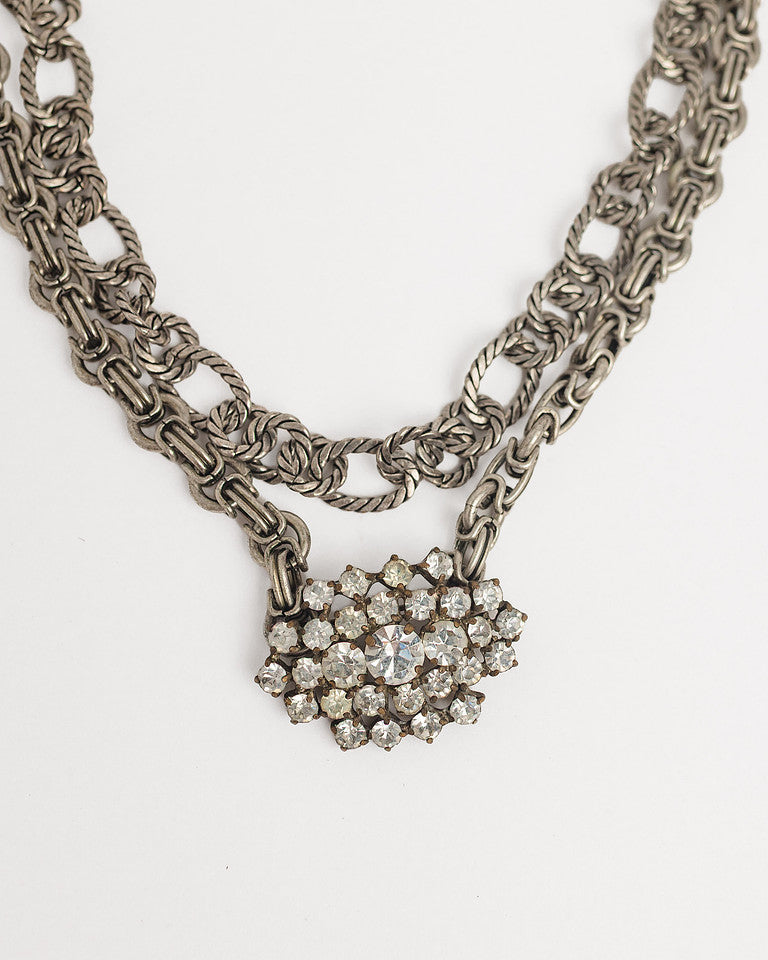Silver Lining Antique Brooch Necklace