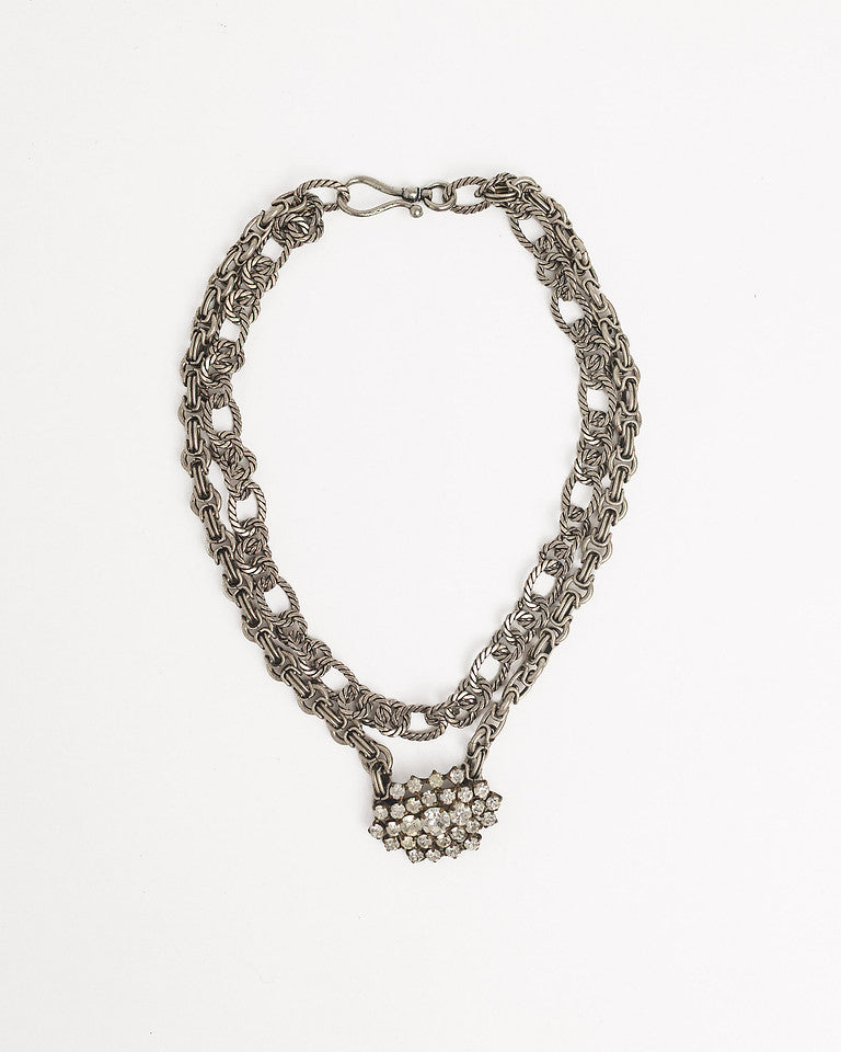 Silver Lining Antique Brooch Necklace