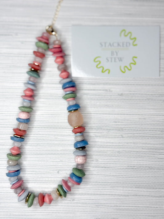 Jill Necklace Rose/Blue Multi