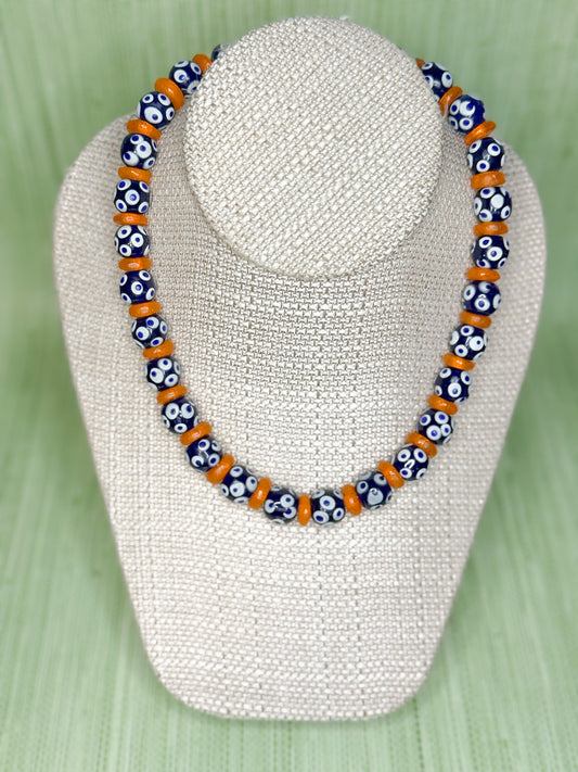 Leo Necklace Navy & Orange