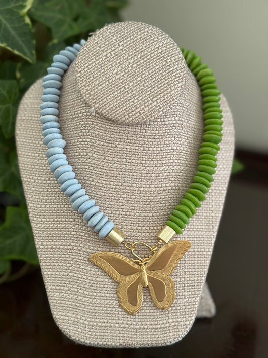 Kern Necklace Chartreuse/Blue