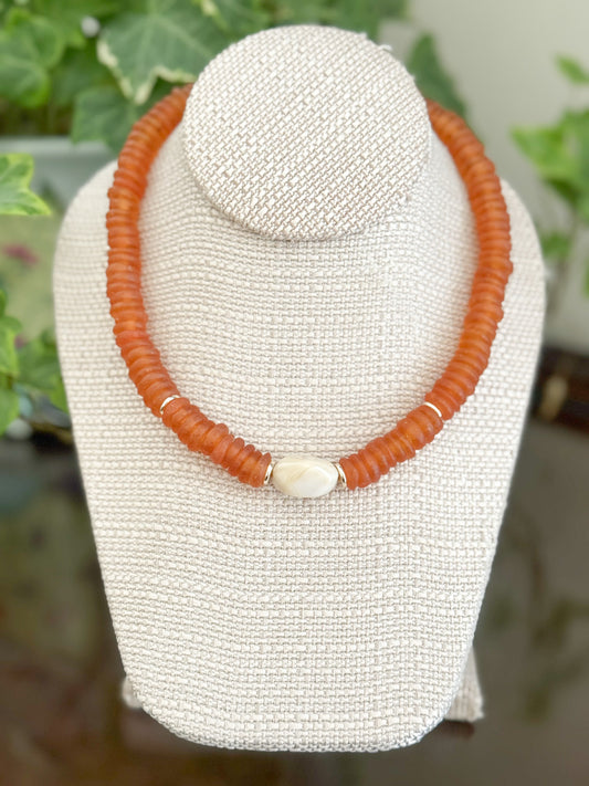 Bowen Necklace Seaglass Pumpkin *WHOLESALE*