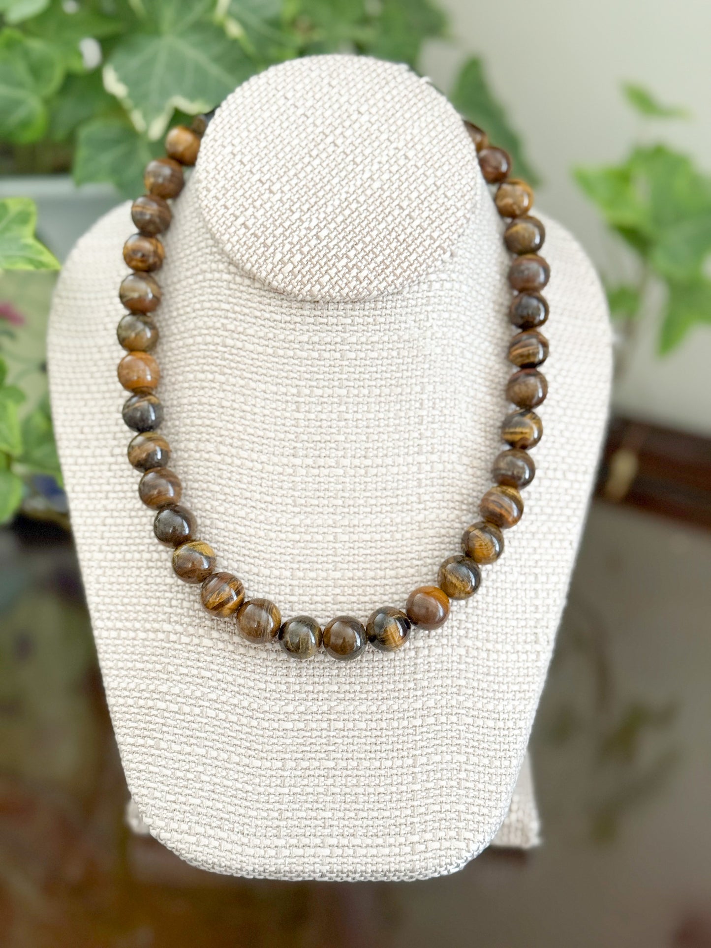 Quartz Gumball Necklace Tigers Eye