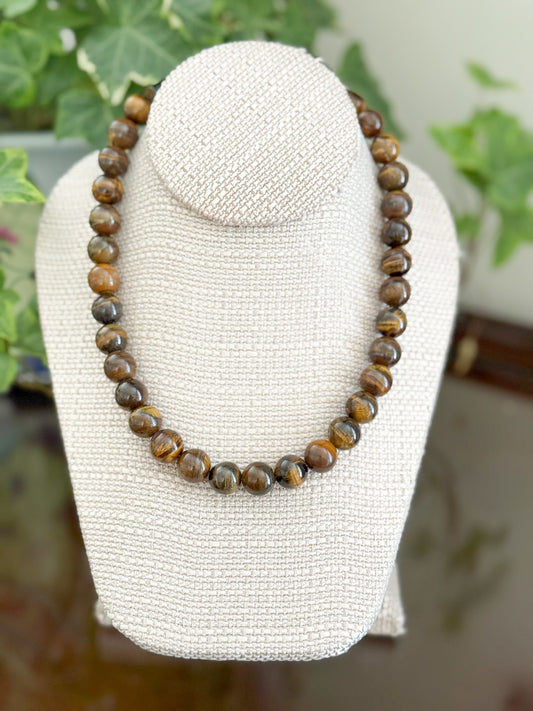Quartz Gumball Necklace Tigers Eye