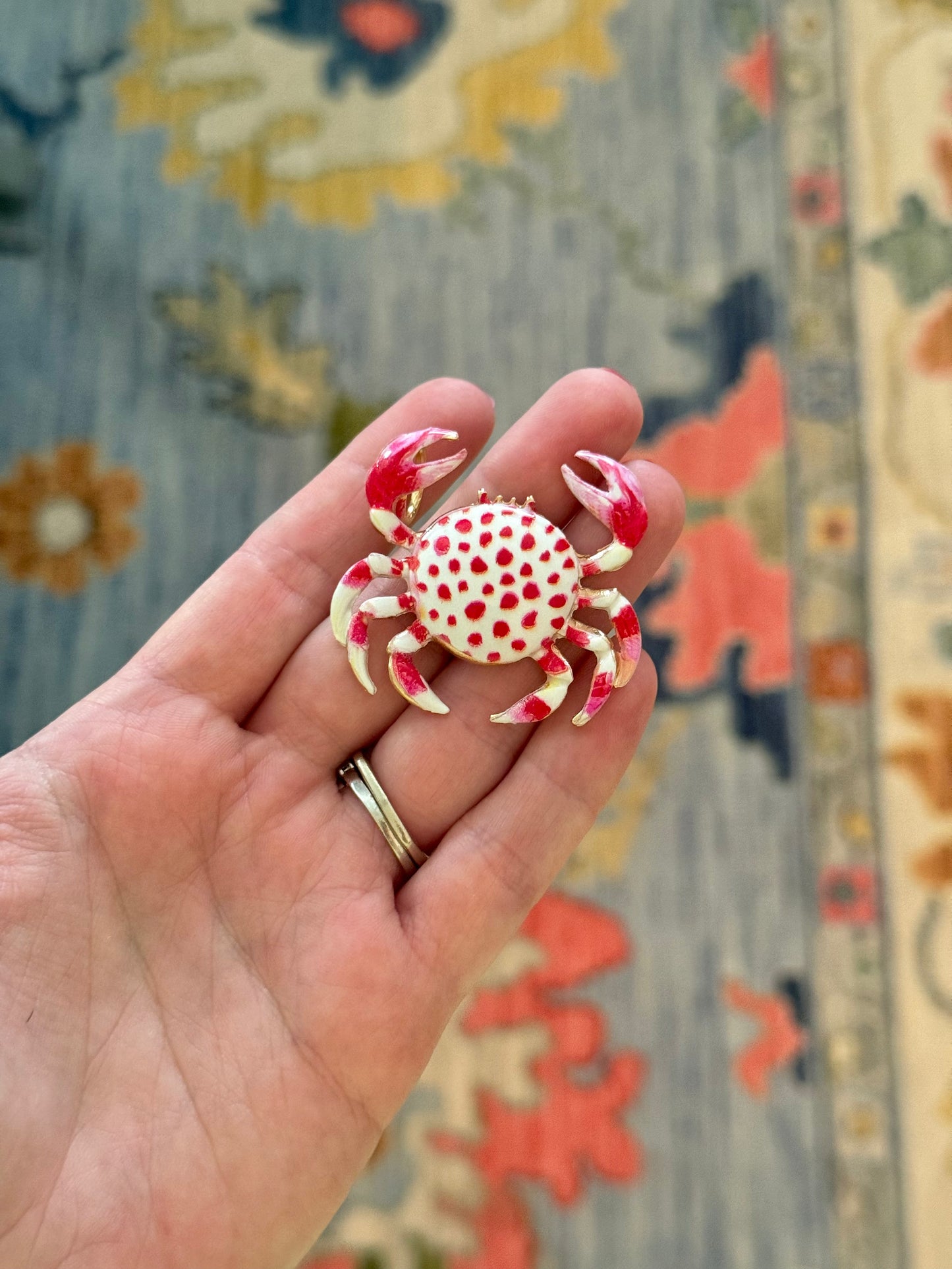 Red Polka Crab Charm