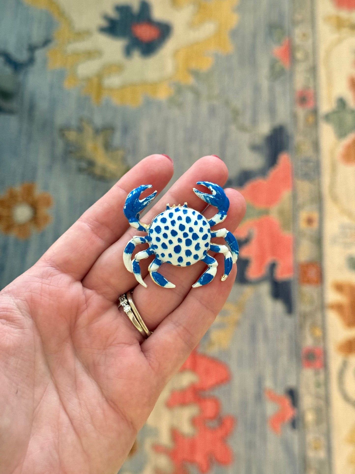 Blue Polka Crab Charm