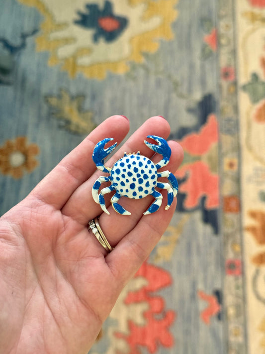 Blue Polka Crab Charm