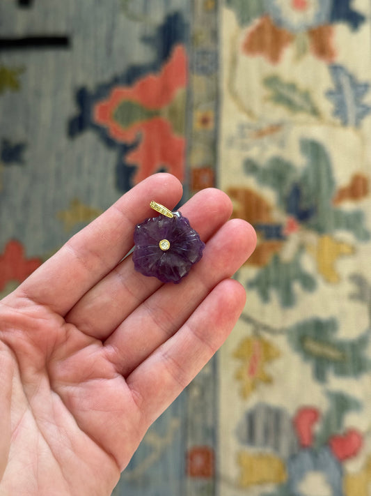 Flower Gemstone Charm Amethyst