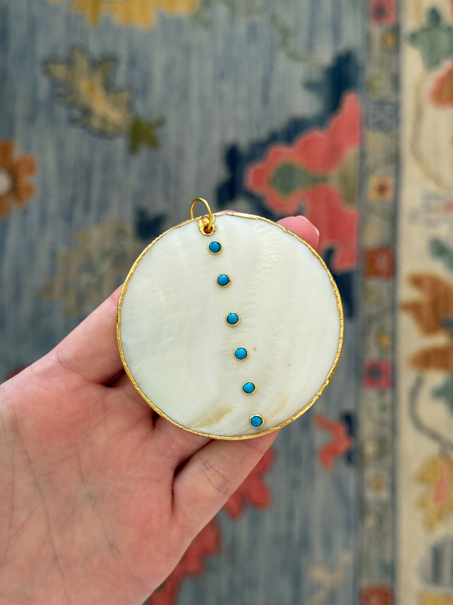 Mother of Pearl Turquoise Charm