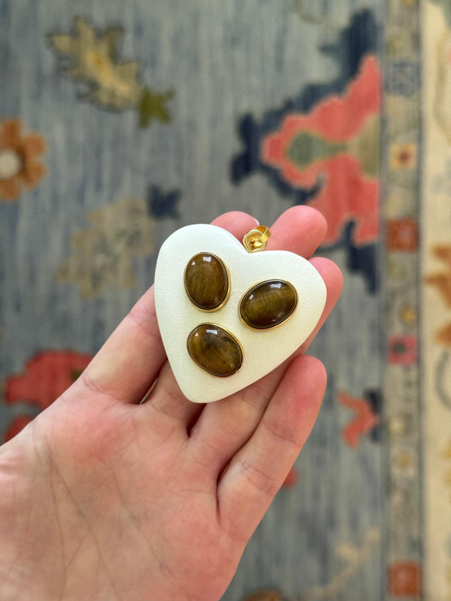 White Puffy Heart Gemstone Charm