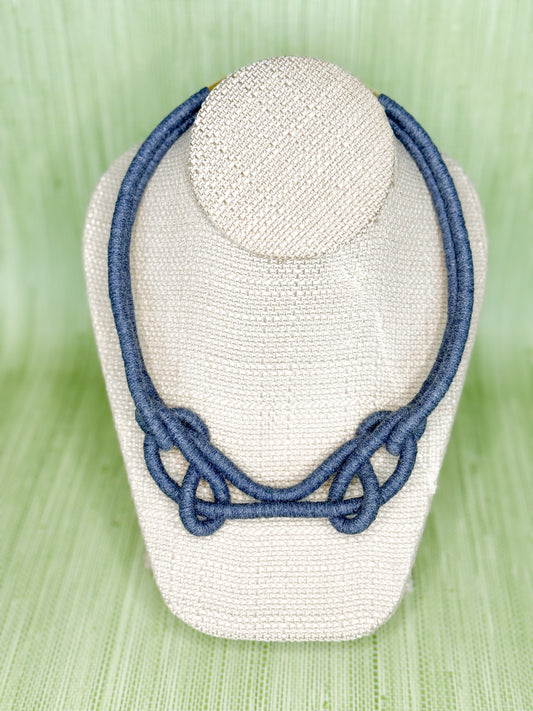 Double Knotty Necklace Denim Blue