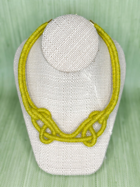 Double Knotty Necklace Chartreuse