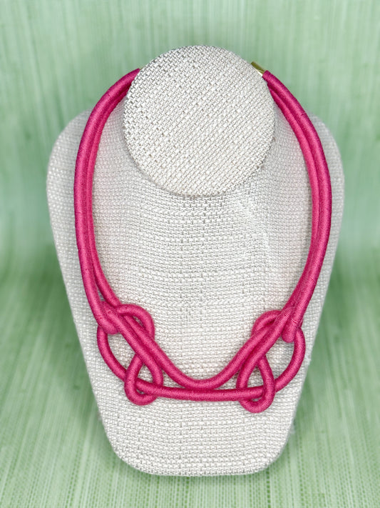Double Knotty Necklace Magenta
