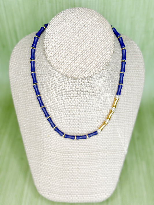 Bella Bamboo Necklace Navy