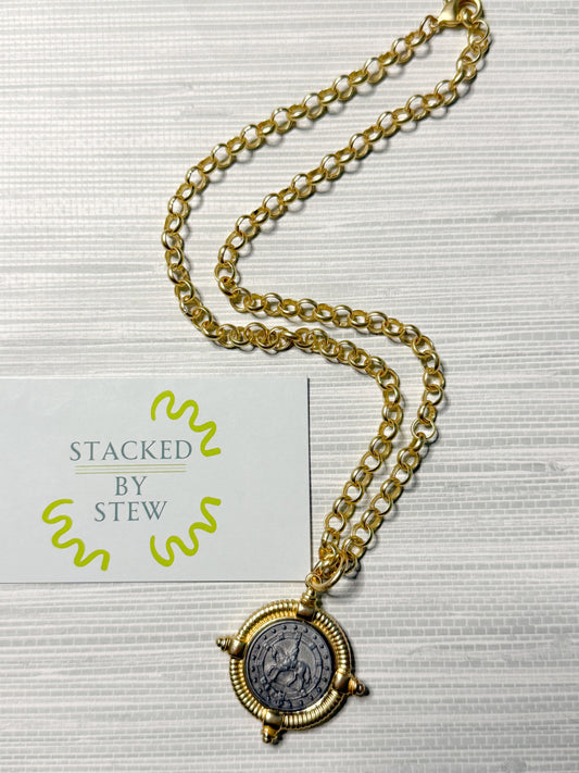 Cindy Equestrian Coin Necklace