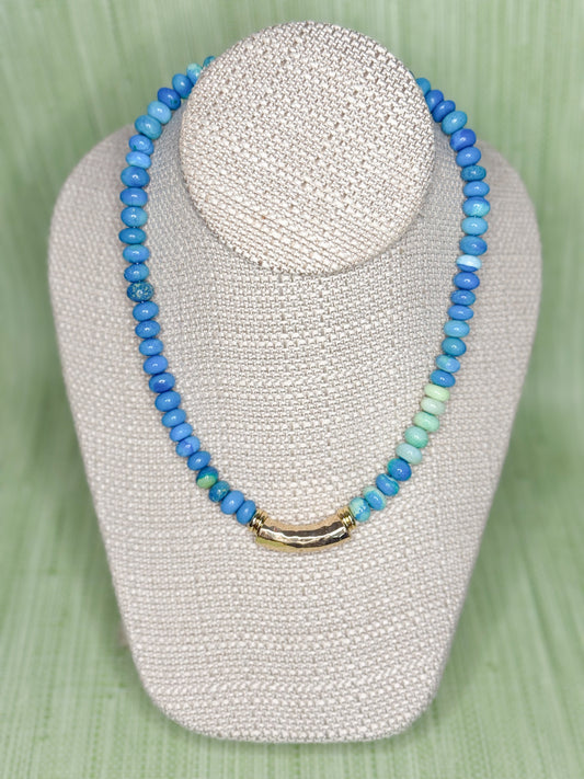 Candy Bead Necklace Mixed Blue