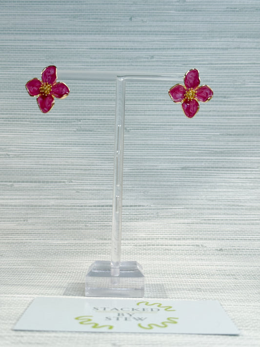 Caroline Flower Earrings Pink