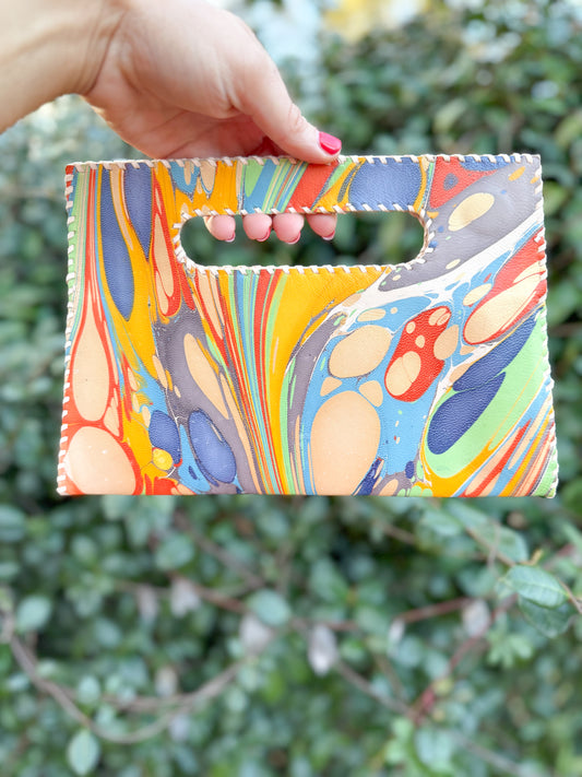 Hand Dipped Leather Clutch Multi