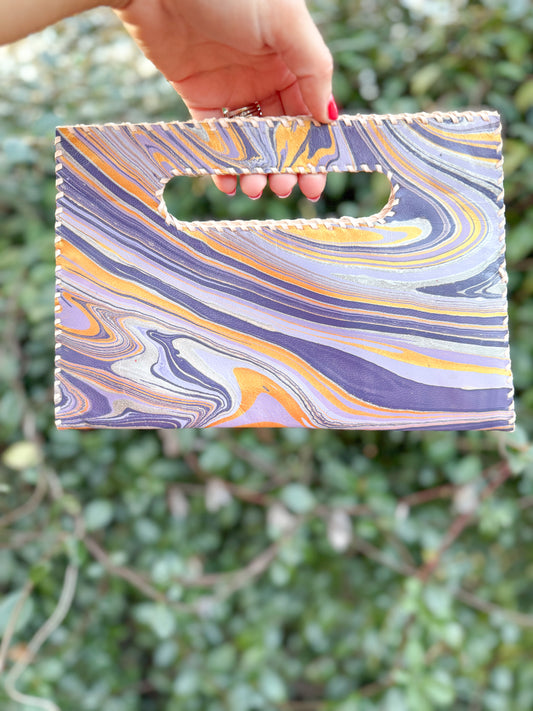 Hand Dipped Leather Clutch Violet